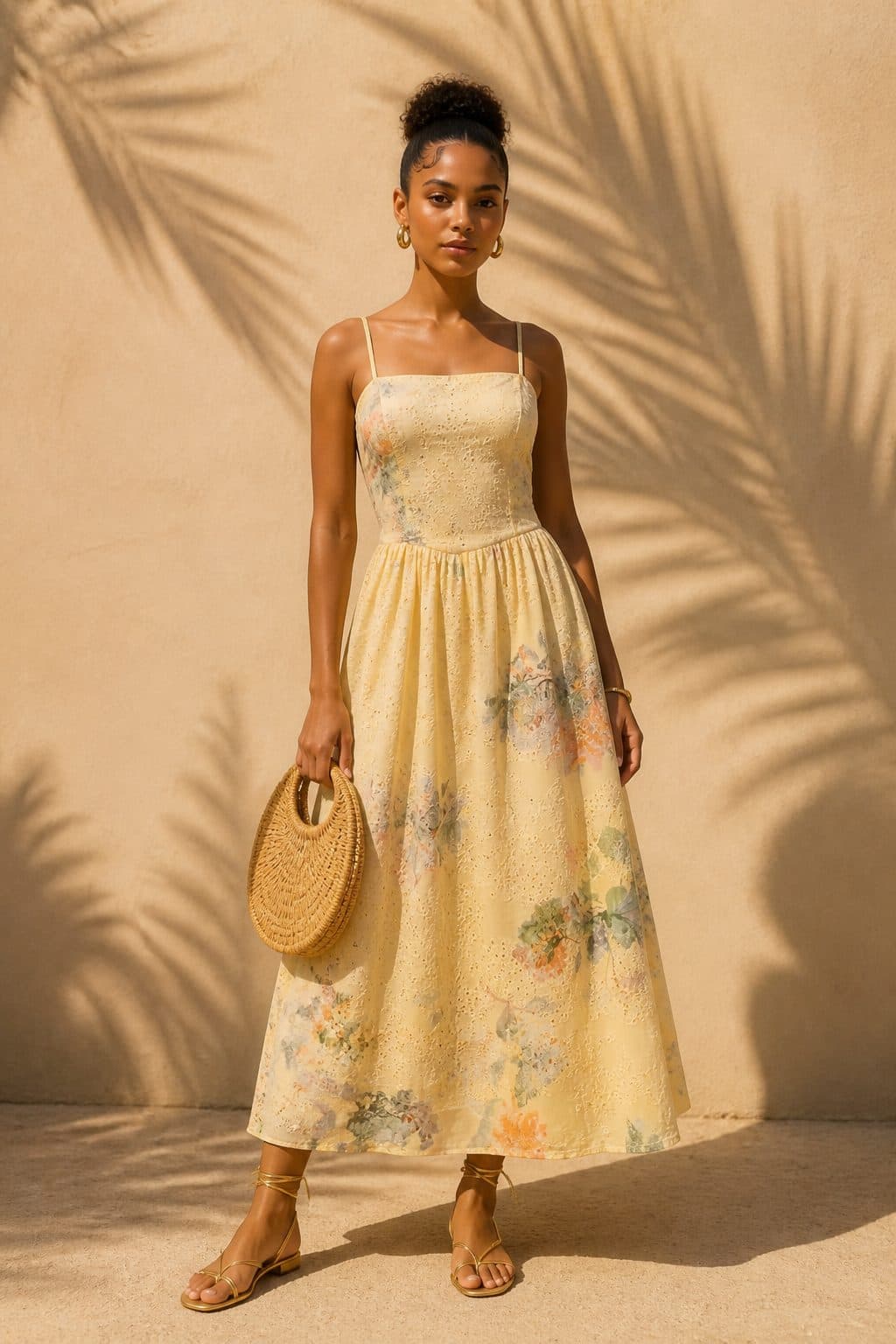 Vestido amarelo floral da coleção Solaris